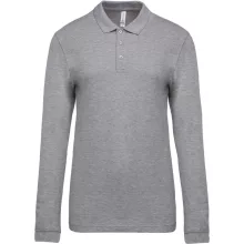 Férfi galléros póló Kariban KA256 Men S Long-Sleeved piqué polo Shirt -S, Oxford Grey