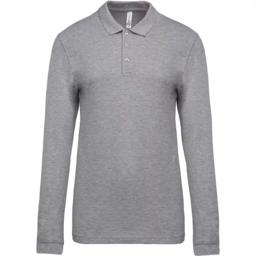 Férfi galléros póló Kariban KA256 Men S Long-Sleeved piqué polo Shirt -XL, Oxford Grey