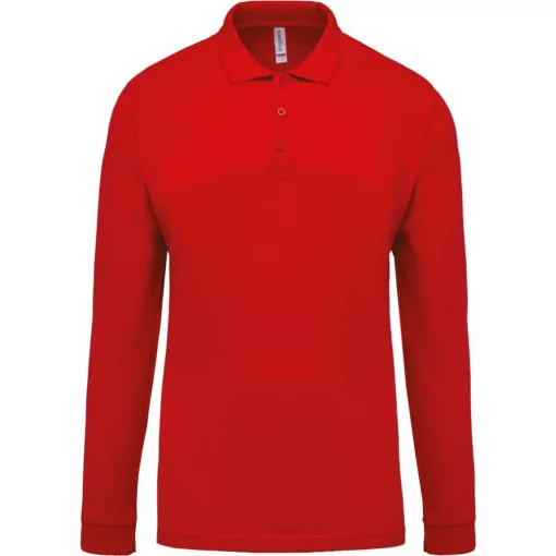 Férfi galléros póló Kariban KA256 Men S Long-Sleeved piqué polo Shirt -3XL, Red