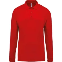 Férfi galléros póló Kariban KA256 Men S Long-Sleeved piqué polo Shirt -4XL, Red