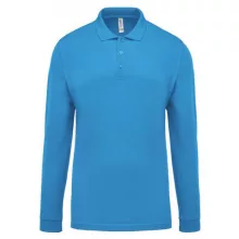 Férfi galléros póló Kariban KA256 Men S Long-Sleeved piqué polo Shirt -S, Tropical Blu