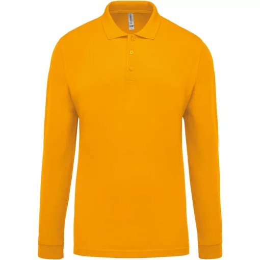 Férfi galléros póló Kariban KA256 Men S Long-Sleeved piqué polo Shirt -S, Yellow