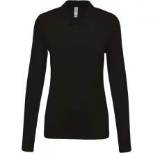 Női galléros póló Kariban KA257 Ladies’ Long-Sleeved piqué polo Shirt -S, Black