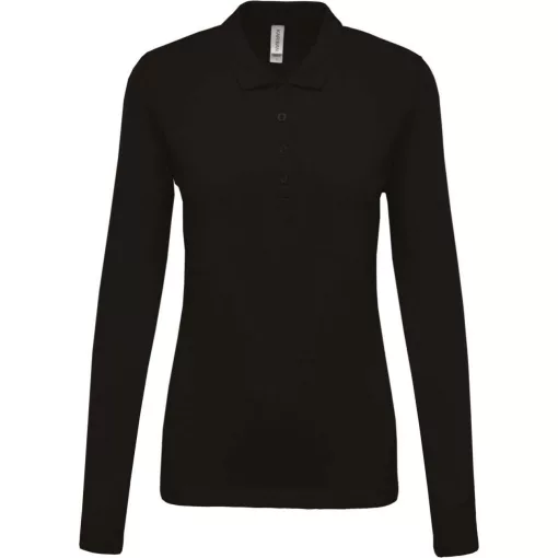 Női galléros póló Kariban KA257 Ladies’ Long-Sleeved piqué polo Shirt -XS, Black