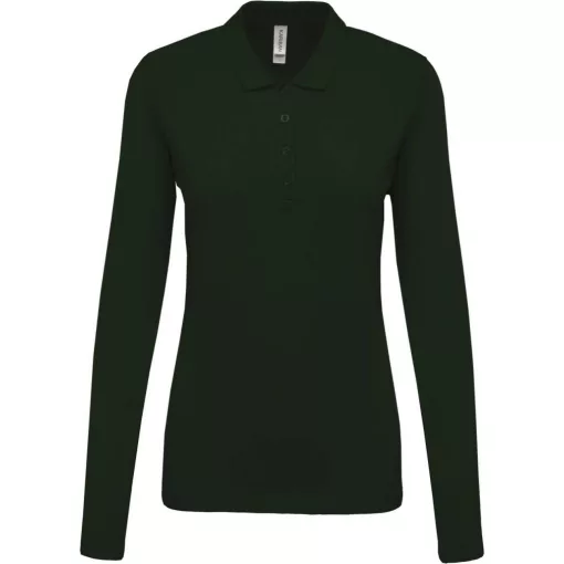 Női galléros póló Kariban KA257 Ladies’ Long-Sleeved piqué polo Shirt -S, Forest Green