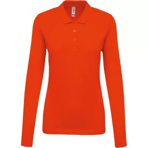 Női galléros póló Kariban KA257 Ladies’ Long-Sleeved piqué polo Shirt -S, Orange