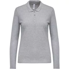   Női galléros póló Kariban KA257 Ladies’ Long-Sleeved piqué polo Shirt -S, Oxford Grey