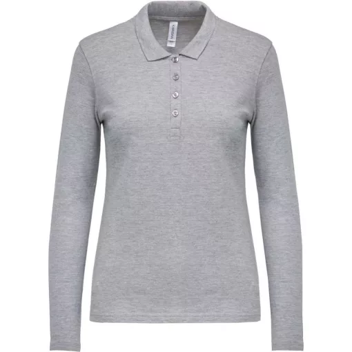 Női galléros póló Kariban KA257 Ladies’ Long-Sleeved piqué polo Shirt -S, Oxford Grey