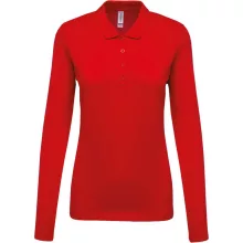 Női galléros póló Kariban KA257 Ladies’ Long-Sleeved piqué polo Shirt -S, Red