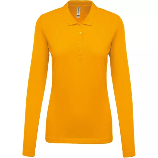 Női galléros póló Kariban KA257 Ladies’ Long-Sleeved piqué polo Shirt -M, Yellow