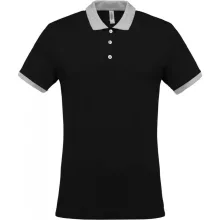 Férfi galléros póló Kariban KA258 Men S Two-Tone piqué polo Shirt -XL, Black/Oxford Gr