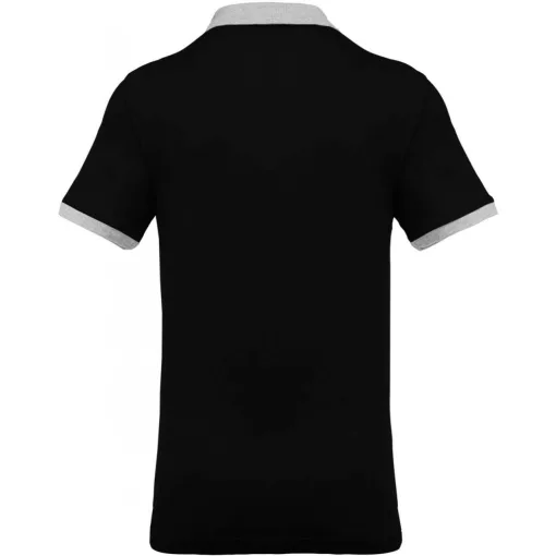 Férfi galléros póló Kariban KA258 Men S Two-Tone piqué polo Shirt -XL, Black/Oxford Gr