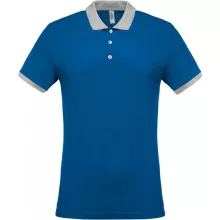 Férfi galléros póló Kariban KA258 Men S Two-Tone piqué polo Shirt -2XL, Light Royal Bl