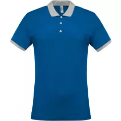 Férfi galléros póló Kariban KA258 Men S Two-Tone piqué polo Shirt -3XL, Light Royal Bl