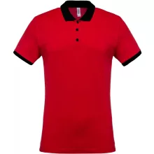 Férfi galléros póló Kariban KA258 Men S Two-Tone piqué polo Shirt -S, Red/Black