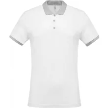 Férfi galléros póló Kariban KA258 Men S Two-Tone piqué polo Shirt -M, White/Oxford Gre
