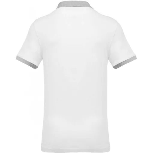 Férfi galléros póló Kariban KA258 Men S Two-Tone piqué polo Shirt -XL, White/Oxford Gr