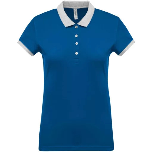 Női galléros póló Kariban KA259 Ladies’ Two-Tone piqué polo Shirt -XL, Light Royal Blu