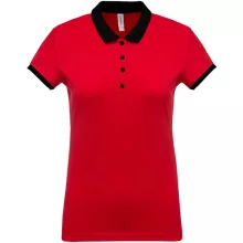 Női galléros póló Kariban KA259 Ladies’ Two-Tone piqué polo Shirt -XS, Red/Black