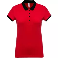   Női galléros póló Kariban KA259 Ladies’ Two-Tone piqué polo Shirt -XS, Red/Black