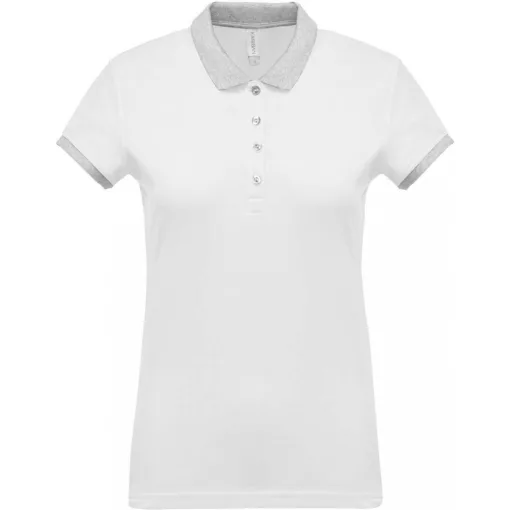 Női galléros póló Kariban KA259 Ladies’ Two-Tone piqué polo Shirt -2XL, White/Oxford G