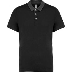 Férfi galléros póló Kariban KA260 Men S Two-Tone Jersey polo Shirt -3XL, Black/Dark Gr