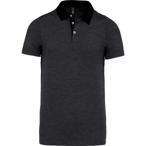 Férfi galléros póló Kariban KA260 Men S Two-Tone Jersey polo Shirt -3XL, Dark Grey Hea