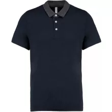 Férfi galléros póló Kariban KA260 Men S Two-Tone Jersey polo Shirt -XL, Navy/Dark Grey
