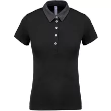 Női galléros póló Kariban KA261 Ladies Two-Tone Jersey polo Shirt -2XL, Black/Dark Gre