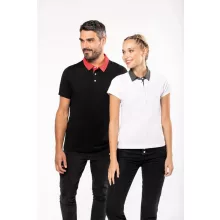 Női galléros póló Kariban KA261 Ladies Two-Tone Jersey polo Shirt -L, Black/Dark Grey 