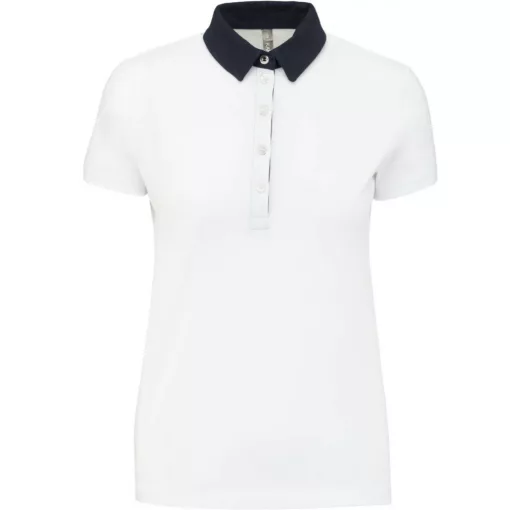 Női galléros póló Kariban KA261 Ladies Two-Tone Jersey polo Shirt -XL, White/Navy