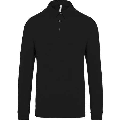 Férfi galléros póló Kariban KA264 Men S Long Sleeved Jersey polo Shirt -XL, Black
