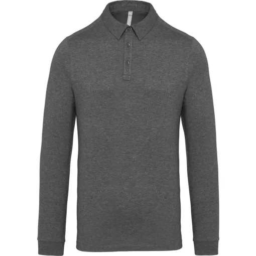 Férfi galléros póló Kariban KA264 Men S Long Sleeved Jersey polo Shirt -L, Grey Heathe