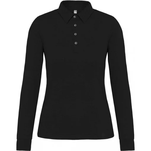Női galléros póló Kariban KA265 Ladies Long Sleeve Jersey polo Shirt -2XL, Black