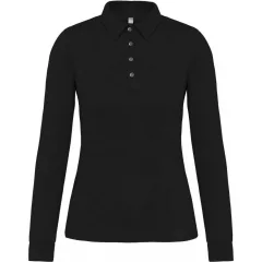 Női galléros póló Kariban KA265 Ladies Long Sleeve Jersey polo Shirt -L, Black