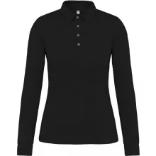 Női galléros póló Kariban KA265 Ladies Long Sleeve Jersey polo Shirt -L, Black