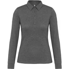 Női galléros póló Kariban KA265 Ladies Long Sleeve Jersey polo Shirt -S, Grey Heather