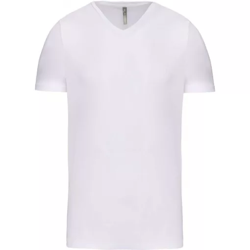 Férfi póló Kariban KA3014 Rövid Ujjú v-nyakú póló -L, White