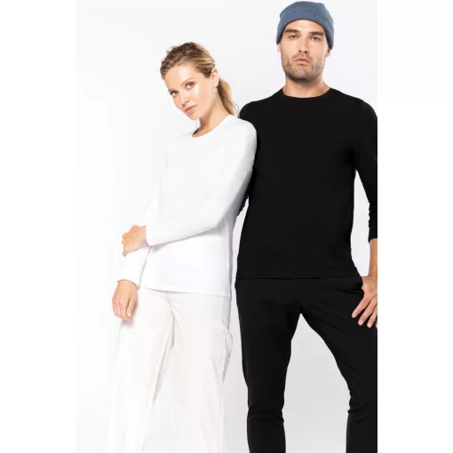 Férfi póló Kariban KA3016 Hosszú Ujjú Környakú póló -3XL, Light Grey Heather