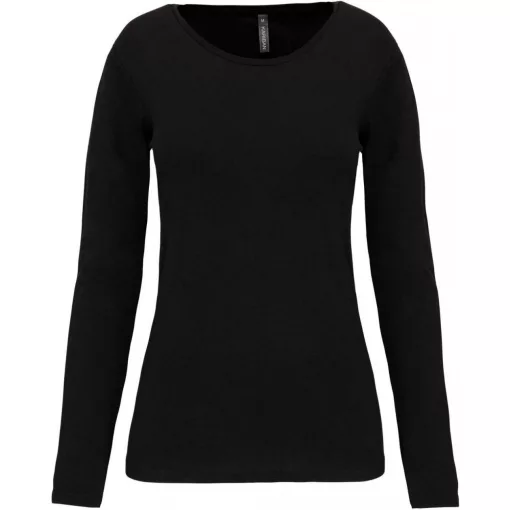 Női póló Kariban KA3017 Hosszú Ujjú Környakú póló -2XL, Black