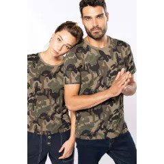   Férfi póló Kariban KA3030 Rövid Ujjú Terepmintás póló -3XL, Olive Terepmintás Camouflage