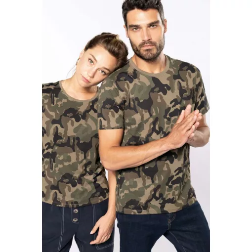 Férfi póló Kariban KA3030 Rövid Ujjú Terepmintás póló -3XL, Olive Terepmintás Camouflage