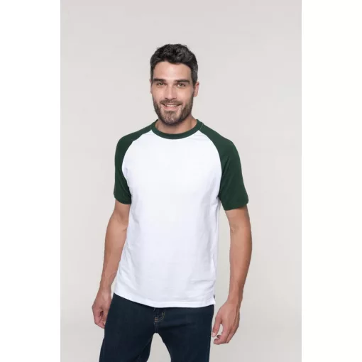 Férfi póló Kariban KA330 Baseball - Kontraszt póló -3XL, Aqua Blue/White