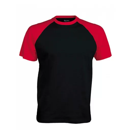 Férfi póló Kariban KA330 Baseball - Kontraszt póló -S, Black/Red