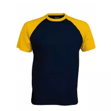 Férfi póló Kariban KA330 Baseball - Kontraszt póló -3XL, Navy/Yellow