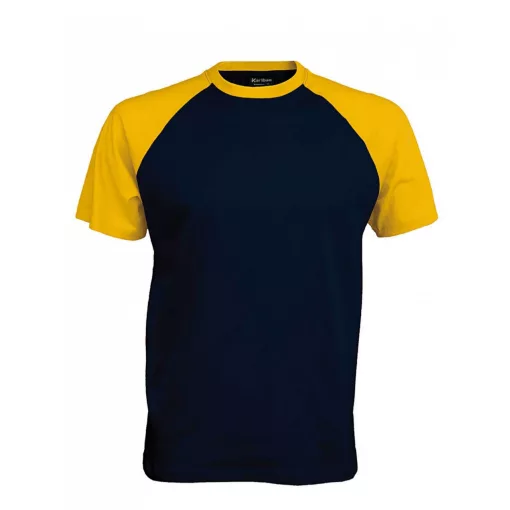 Férfi póló Kariban KA330 Baseball - Kontraszt póló -3XL, Navy/Yellow