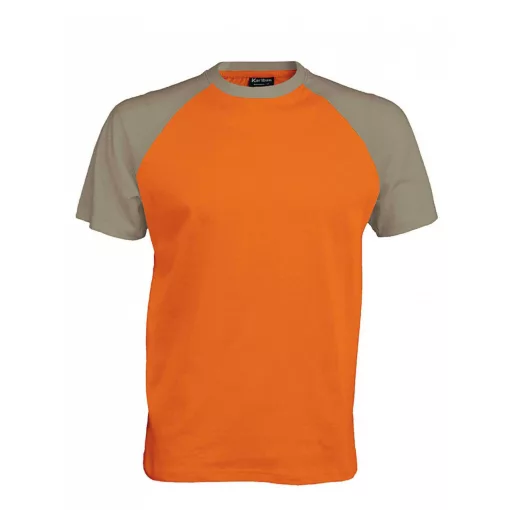 Férfi póló Kariban KA330 Baseball - Kontraszt póló -XL, Orange/Light Grey