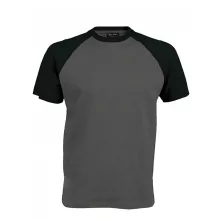 Férfi póló Kariban KA330 Baseball - Kontraszt póló -3XL, Slate Grey/Black