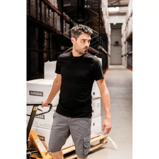 Férfi póló Kariban KA356 Rövid Ujjú Környakú póló -L, Dark Khaki