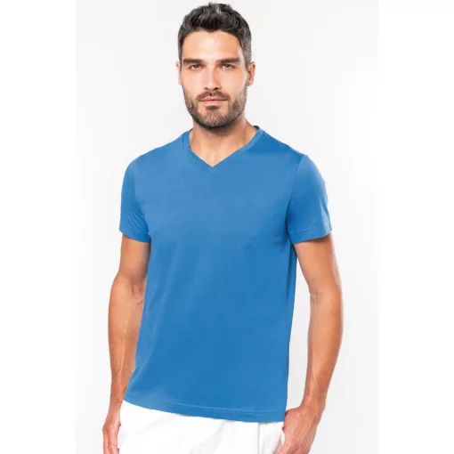 Férfi póló Kariban KA357 Rövid Ujjú v-nyakú póló -L, Light Royal Blue